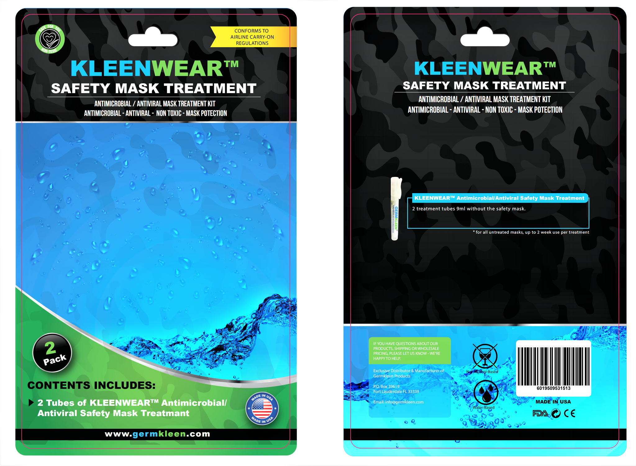 KLEENWEAR™ Antimicrobial & Antiviral Mask Treatment Kit